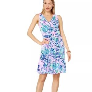 Lilly Pulitzer Pink and Blue Midi Dress